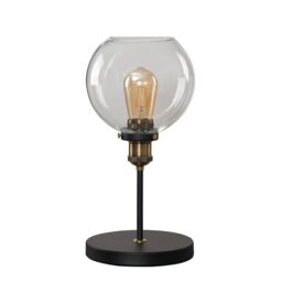 ValueLights Sheridan Industrial Glass Bowl Gold Trim Black Table Lamp & LED Bulb - thumbnail 3