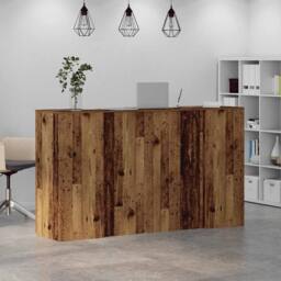 Berkfield Home Reception Desk Old Wood 180x50x103.5 cm Engineered Wood in Brown - thumbnail 4