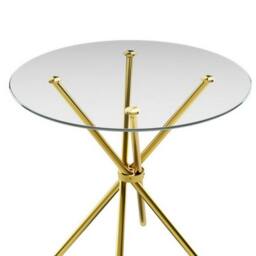Lemon Pavilion Furniture Casa Legs Dining Table - Glass - L90 x W90 x H74.5 cm - Clear Top Gold - Size: 1 Pack - thumbnail 2