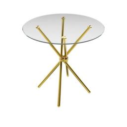 Lemon Pavilion Furniture Casa Legs Dining Table - Glass - L90 x W90 x H74.5 cm - Clear Top Gold - Size: 1 Pack - thumbnail 1