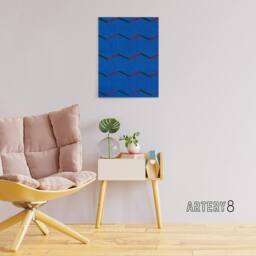 "Artery8 Red Blue Zig Zag Textile Pattern Canvas Wall Art Print Korin - Size: W18"" x H24""" - thumbnail 3