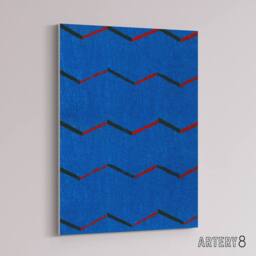 "Artery8 Red Blue Zig Zag Textile Pattern Canvas Wall Art Print Korin - Size: W18"" x H24""" - thumbnail 2