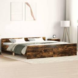 Berkfield Home Bed Frame with Headboard & Footboard Smoked Oak 160x200 cm in Brown - thumbnail 2