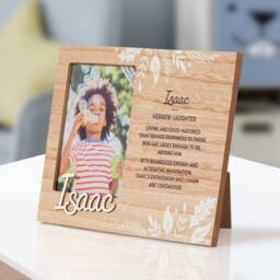 History & Heraldry Personalised Kids Wooden Picture Frame - Isaac in Brown - thumbnail 2