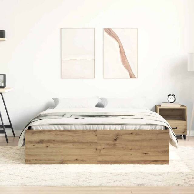 Berkfield Home Durable Bed Frame without Mattress Artisan Oak 120x200cm Engineer in Brown - Size: Small Double - image 1