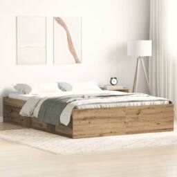 Berkfield Home Durable Bed Frame without Mattress Artisan Oak 120x200cm Engineer in Brown - Size: Small Double - thumbnail 2