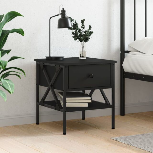 Berkfield Home Bedside Table Black 40x42x45 cm Engineered Wood - Size: 40 x 42 x 45 cm - image 1