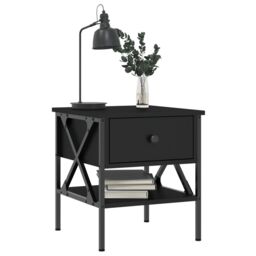 Berkfield Home Bedside Table Black 40x42x45 cm Engineered Wood - Size: 40 x 42 x 45 cm - thumbnail 3