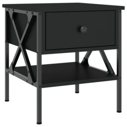 Berkfield Home Bedside Table Black 40x42x45 cm Engineered Wood - Size: 40 x 42 x 45 cm - thumbnail 2