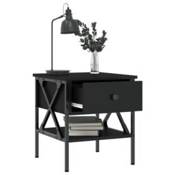 Berkfield Home Bedside Table Black 40x42x45 cm Engineered Wood - Size: 40 x 42 x 45 cm - thumbnail 4