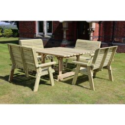 Churnet Valley Garden Furniture Ltd Ergo 8 Seater Square Table & 4 Benches - Minimal Assembly Required in Brown - thumbnail 5