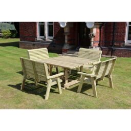 Churnet Valley Garden Furniture Ltd Ergo 8 Seater Square Table & 4 Benches - Minimal Assembly Required in Brown - thumbnail 3