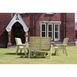 Churnet Valley Garden Furniture Ltd Ergo 8 Seater Square Table & 4 Benches - Minimal Assembly Required in Brown - thumbnail 4
