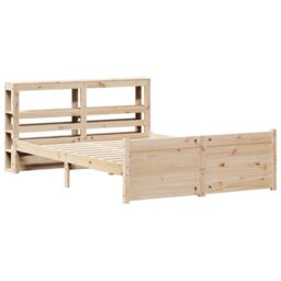 Berkfield Home Bed Frame with Headboard without Mattress 120x200 cm in Brown - Size: Small Double - thumbnail 3