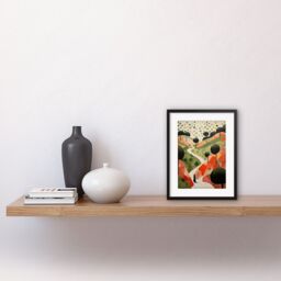 Artery8 Wall Art Print Walk on the Countryside Hill Path Folk Art Oil Painting Red Orange Green Abstract Landscape Artwork Framed 9X7 Inch - thumbnail 2