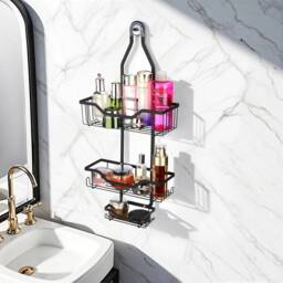 EONLION 3-Tier Over-Door Shower Caddy Rack Non-Rusty in Black