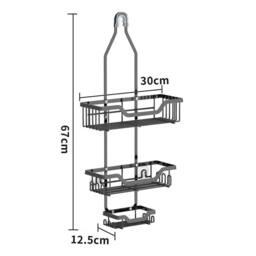 EONLION 3-Tier Over-Door Shower Caddy Rack Non-Rusty in Black - thumbnail 2