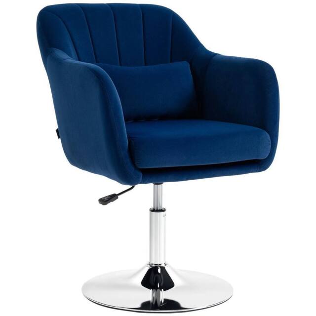 NESTLUNE Retro Velvet Swivel Tub Chair with Steel Frame Dark Blue - Size: 100 cm x 15 cm - image 1