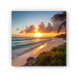 Warren Reed - Designer Sunrise On The Beach Canvas - Size: w40 inch x h40 inch - thumbnail 2