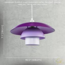 Happy Homewares Modern Designer Purple & Lilac Lavender Metal Pendant Lighting Shade - thumbnail 7