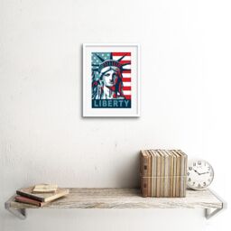 "Artery8 Wall Art Print Statue of Liberty American Icon Art Framed 9x7 inch in White - Size: W7"" x H9""" - thumbnail 2