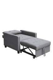 Home Source Linen Upholstered Convertible Sleeper Sofa Chair for Living Room in Dark Grey - thumbnail 5