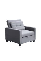 Home Source Linen Upholstered Convertible Sleeper Sofa Chair for Living Room in Dark Grey - thumbnail 3