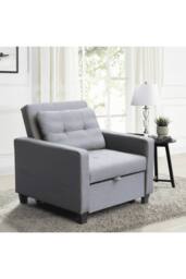 Home Source Linen Upholstered Convertible Sleeper Sofa Chair for Living Room in Dark Grey - thumbnail 1