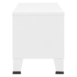 Berkfield Home Industrial TV Cabinet White 105x35x42 cm Metal - Size: 105 x 35 x 42 cm - thumbnail 4