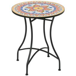 OUTSUNNY 60cm Mosaic Round Bistro Table Outdoor Garden Side Table - Size: 60 cm x 60 cm - thumbnail 2