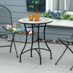 OUTSUNNY 60cm Mosaic Round Bistro Table Outdoor Garden Side Table - Size: 60 cm x 60 cm - thumbnail 1