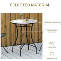 OUTSUNNY 60cm Mosaic Round Bistro Table Outdoor Garden Side Table - Size: 60 cm x 60 cm - thumbnail 5