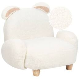 Wyld and Coco Rabbit-Shaped Kids Armchair White Boucle Rubberwood Frame - thumbnail 2