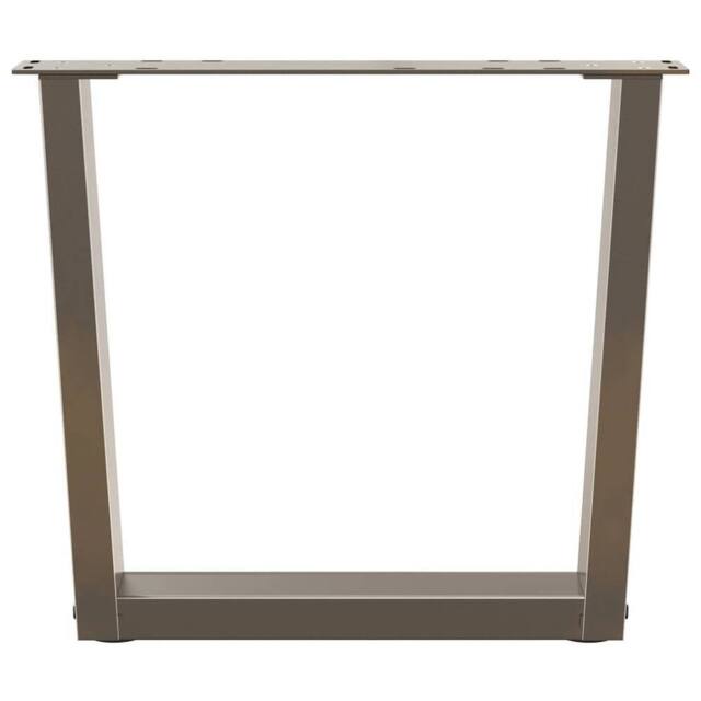 Berkfield Home Modern Dining Table Legs V-Shape 2 pcs Natural Steel 60x(42-43.3) in Brown - image 1