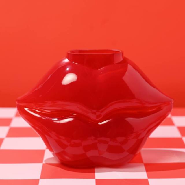 The Feel Good Club Glass Lips Vase in Red - image 1
