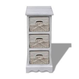 Berkfield Home Stunning Wooden Storage Rack 3 Weaving Baskets White - thumbnail 3