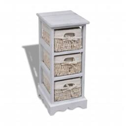 Berkfield Home Stunning Wooden Storage Rack 3 Weaving Baskets White - thumbnail 2