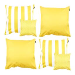 icon Indoor & Outdoor Waterproof Cushion, Plain & Striped, Yellow (4-Pack) - Size: 43 cm x 43 cm