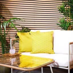 icon Indoor & Outdoor Waterproof Cushion, Plain & Striped, Yellow (4-Pack) - Size: 43 cm x 43 cm - thumbnail 4