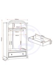 Seconique Corona 2 Door 1 Drawer Wardrobe in Natural - thumbnail 6