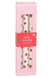 KDMD Set of 3 Love Bug Ladybird Taper Candles in White - thumbnail 4