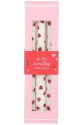 KDMD Set of 3 Love Bug Ladybird Taper Candles in White - thumbnail 3