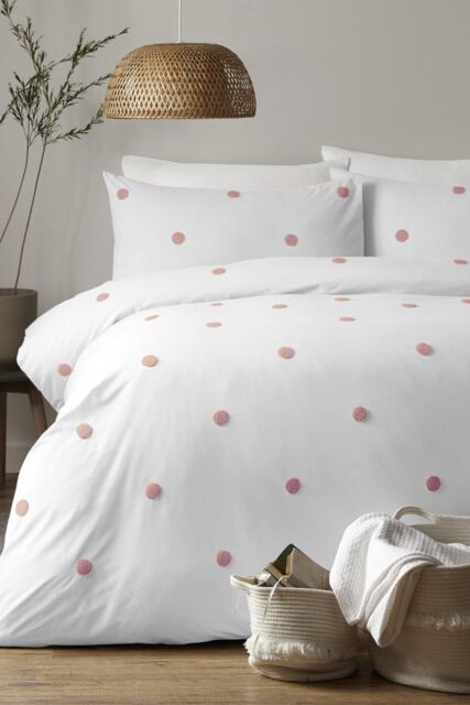Appletree 'Dot Garden' 100% Cotton Embellished Duvet Cover Set in Pink - Size: Double - image 1