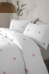 Appletree 'Dot Garden' 100% Cotton Embellished Duvet Cover Set in Pink - Size: Double - thumbnail 2
