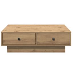 Berkfield Home Coffee Table Artisan oak Veneer, MDF 90 x 90 x 28 cm Storage in Brown - thumbnail 5