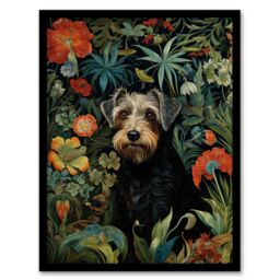 Artery8 Border Terrier Dog On Elegant Wildflower Floral Backdrop William Morris Style Pattern Artwork Art Print Framed Poster Wall Decor - thumbnail 1