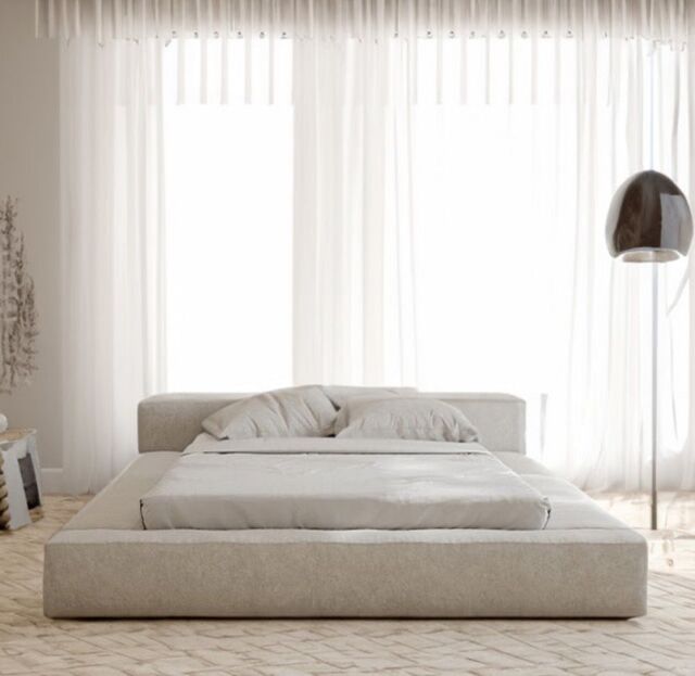HOB Furniture Amber Bed, Boucle Teddy Fabric - Hb 56 Cm, Ivory in Off-White - Size: Super King - image 1