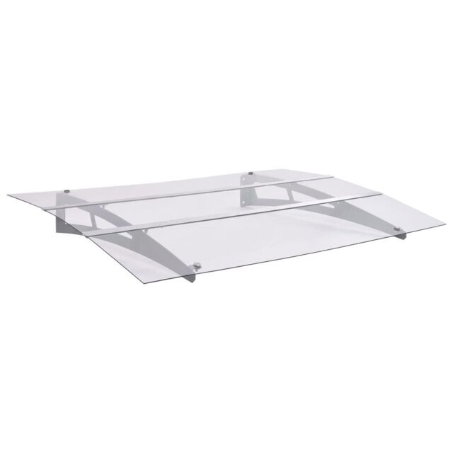 Berkfield Home Door Canopy Silver & Transparent 150x90 cm PET in Clear - image 1