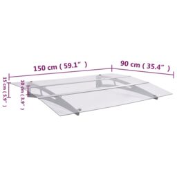 Berkfield Home Door Canopy Silver & Transparent 150x90 cm PET in Clear - thumbnail 6