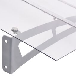 Berkfield Home Door Canopy Silver & Transparent 150x90 cm PET in Clear - thumbnail 4